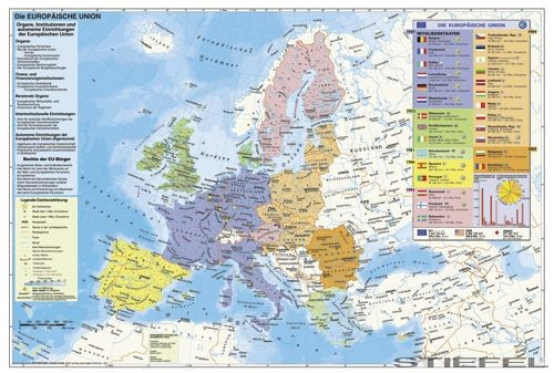 Az Európai Unió (német nyelvű) falitérkép