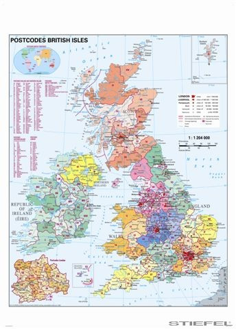 Nagy-Britannia irányítószámos falitérkép