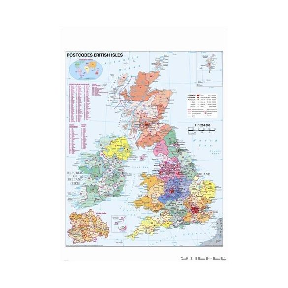 Nagy-Britannia irányítószámos falitérkép