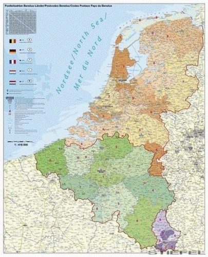 Benelux államok irányítószámos falitérkép