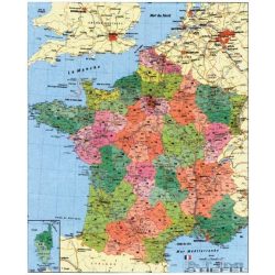   Franciaország megyéi és postai irányítószámai falitérkép