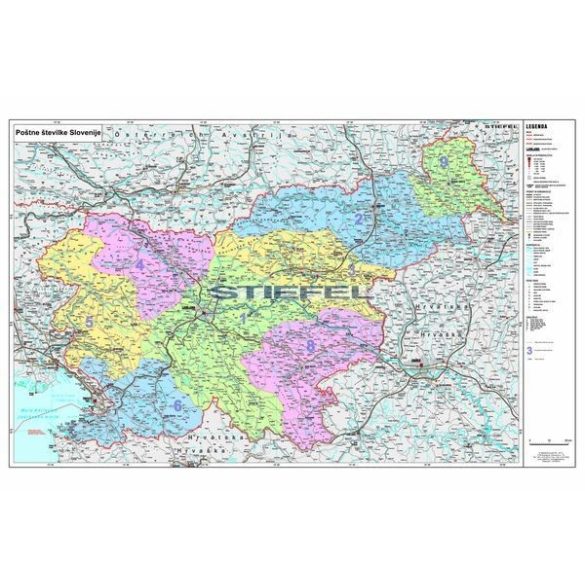 Szlovénia irányítószámos falitérkép 