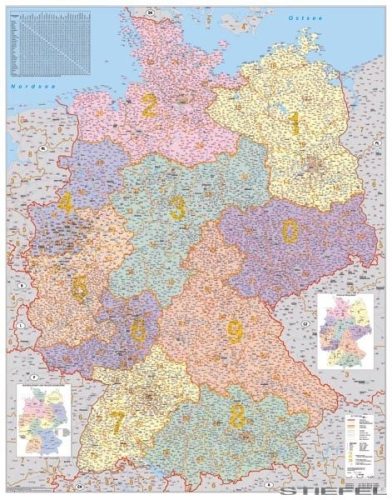 Németország irányítószámos falitérkép