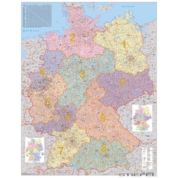 Németország irányítószámos falitérkép