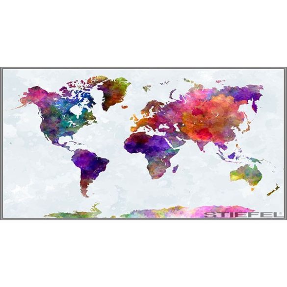Föld fali dekortérkép színes, keretezett kivitelben 140x100