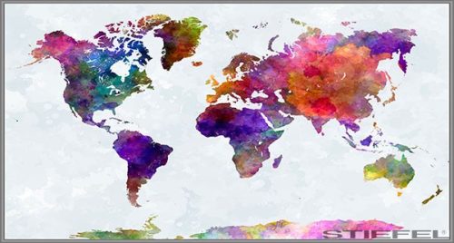 Föld fali dekortérkép színes, keretezett kivitelben 100x70