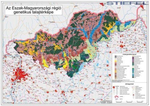 Észak-Magyarország régió genetikus talajtérképe, falitérkép