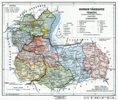Sopron vármegye térképe fakeretben