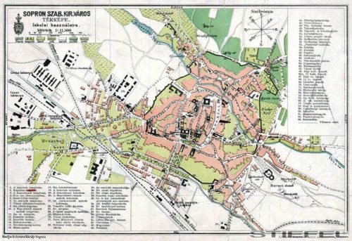 Sopron Szabad Királyi város térképe fakeretben