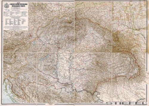 A Magyar Szent Korona országainak közigazgatási térképe fakeretben (1906)