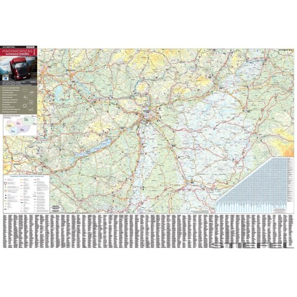 Magyarország kamionos térképe, falitérkép (2015)