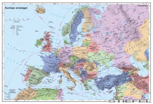 Európa országai térképe, falitérkép 