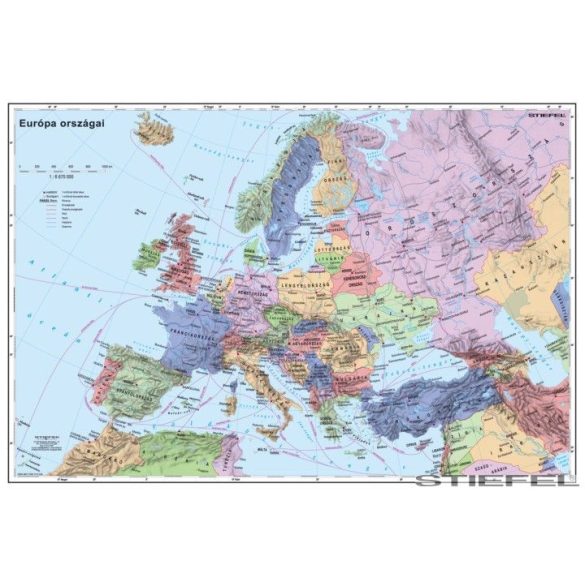 Európa országai térképe, falitérkép 