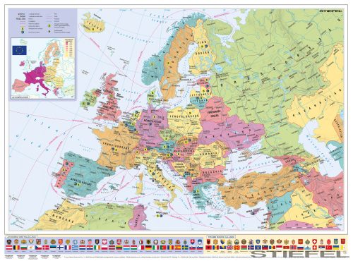 Európa országai és az Európai Unió falitérkép