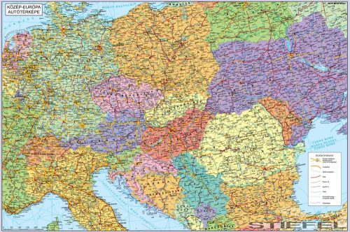 Közép-Európa fóliázott- faléces autótérkép