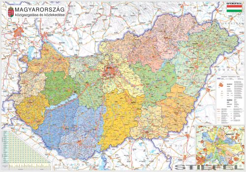 Magyarország közigazgatási térképe, falitérkép