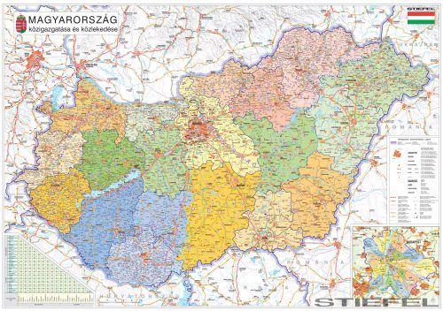 Magyarország közigazgatási térképe, falitérkép