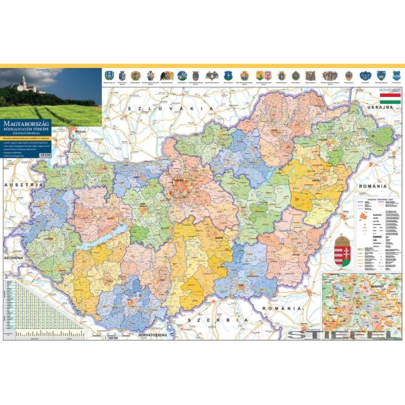 Magyarország közigazgatási térképe, falitérkép a járásokkal