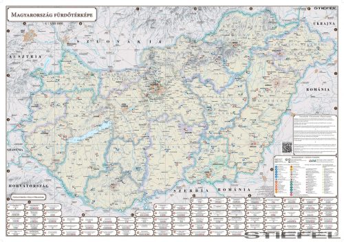 Magyarország Fürdő térképe, falitérkép 
