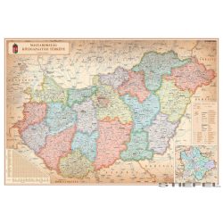   Magyarország közigazgatási különleges színezésű falitérképe