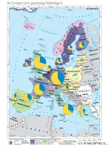 Az EU tagállamainak és társult országainak gazd.-i fejlettségi különbségei falitérkép