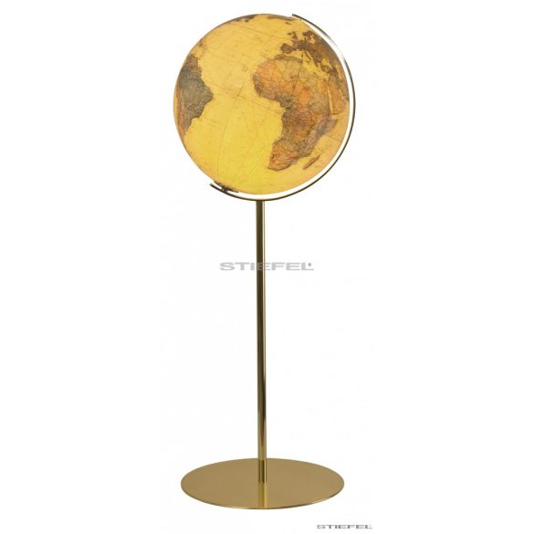 COLUMBUS ROYAL világítós, álló, akril földgömb, sárgaréz alappal és meridiánnal Ø 40  cm