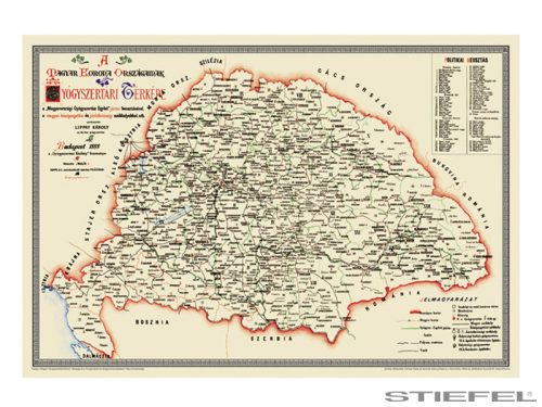 A Magyar Korona Országainak Gyógyszertári Térképe, keretezett
